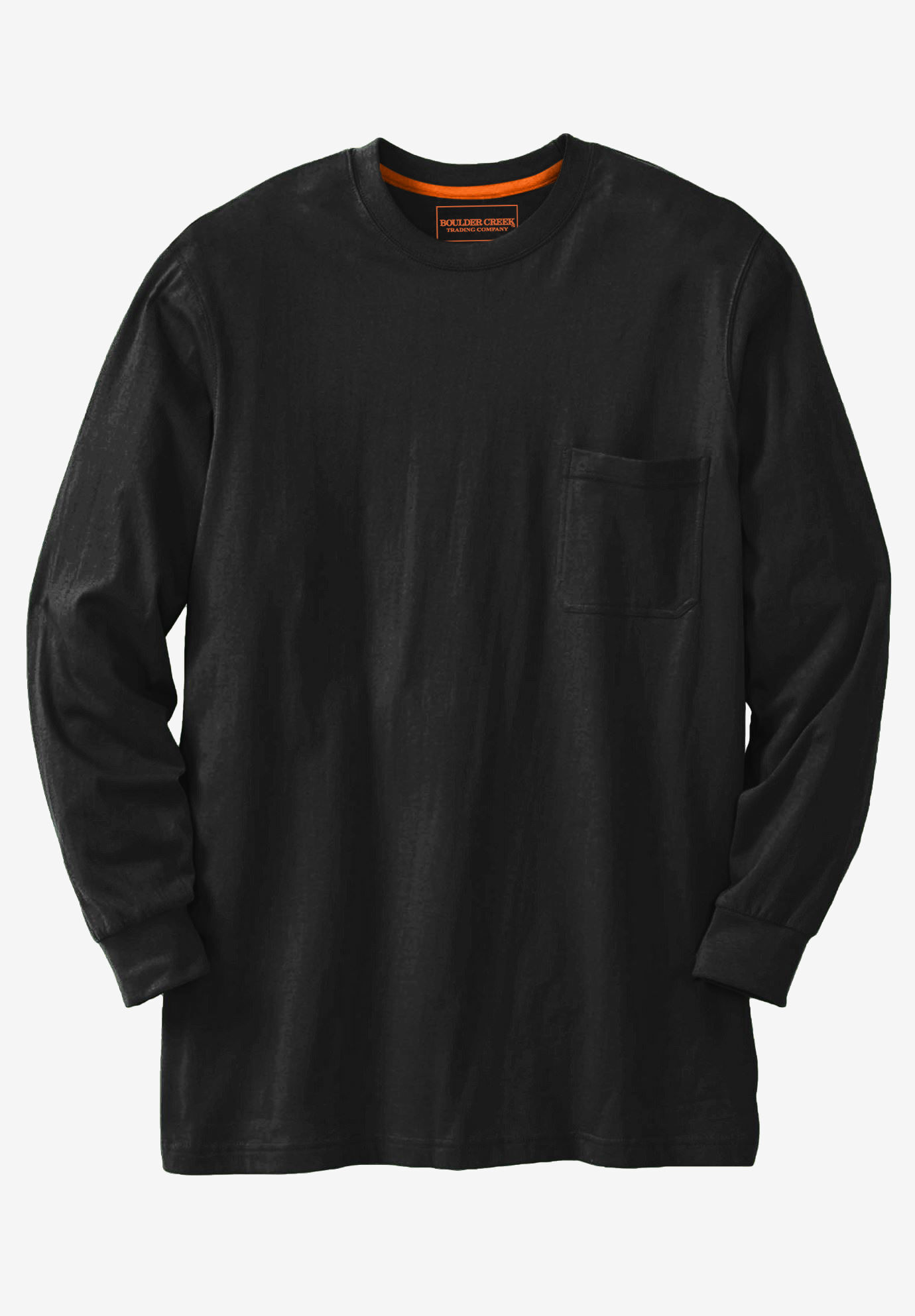 Heavyweight Crewneck Long-Sleeve Pocket T-Shirt, BLACK, hi-res image number 0