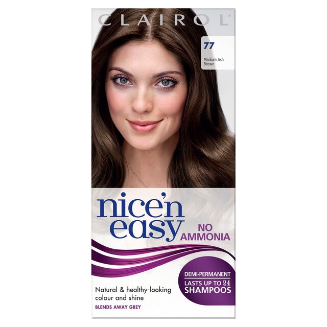 Clairol Nice'n Easy No Ammonia Hair Dye, 77 Medium Ash Brown | Ocado