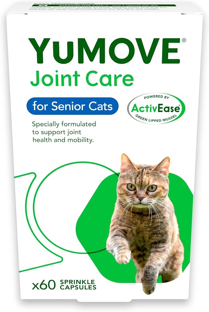 YuMOVE Senior Cat | Joint Supplement for Older, Stiff Cats, with Glucosamine,  Chondroitin, Green Lipped Mussel, All Ages and Breeds | 60 Capsules :  Amazon.co.uk: Pet Supplies