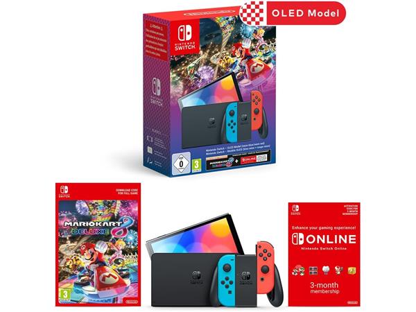 Nintendo Switch OLED Neon + Mario Kart 8 Deluxe Bundle + 24 months NSO
