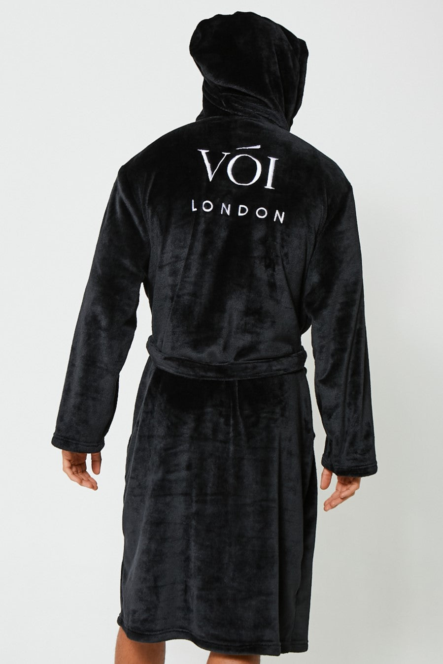 Mens Dressing Gown & PJ Set Bundle, Fleece Hooded Robe & Full Length Cotton  Pyjamas, In Grey/Black – Voi London