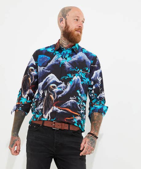Hand Painted Print Shirt Black (42/44)
