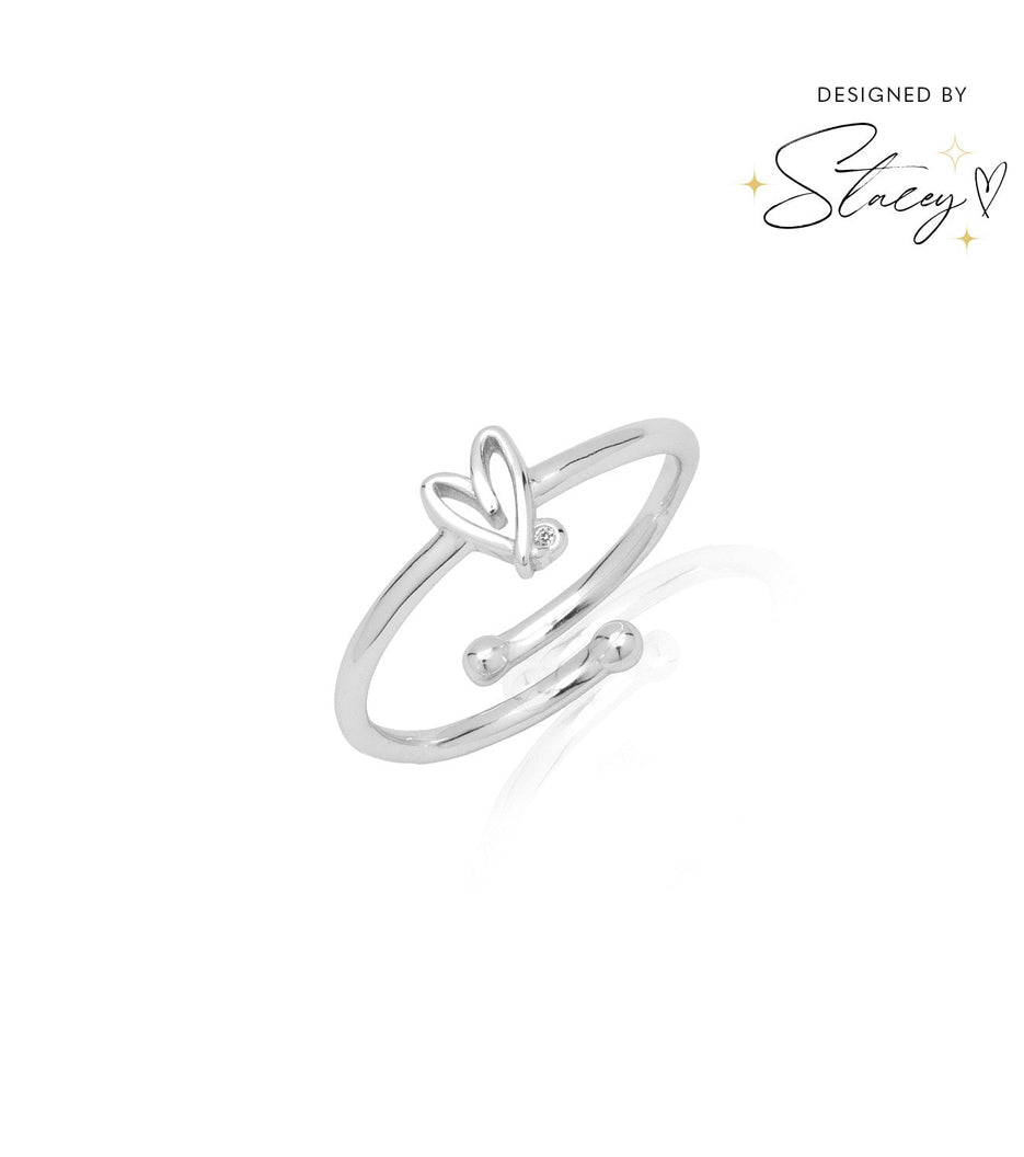Stacey's Stories Doodle Heart Ring (Silver)