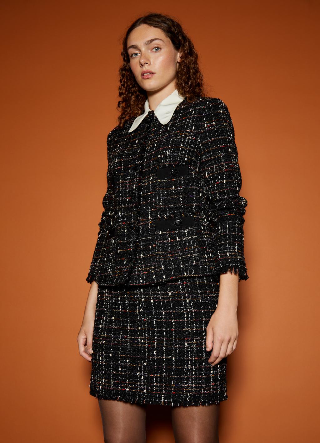 Angelica Black Multi Fleck Italian Tweed Jacket
