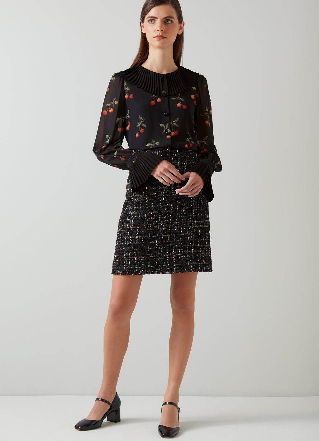 Dita Black and Red Cherry Print Blouse