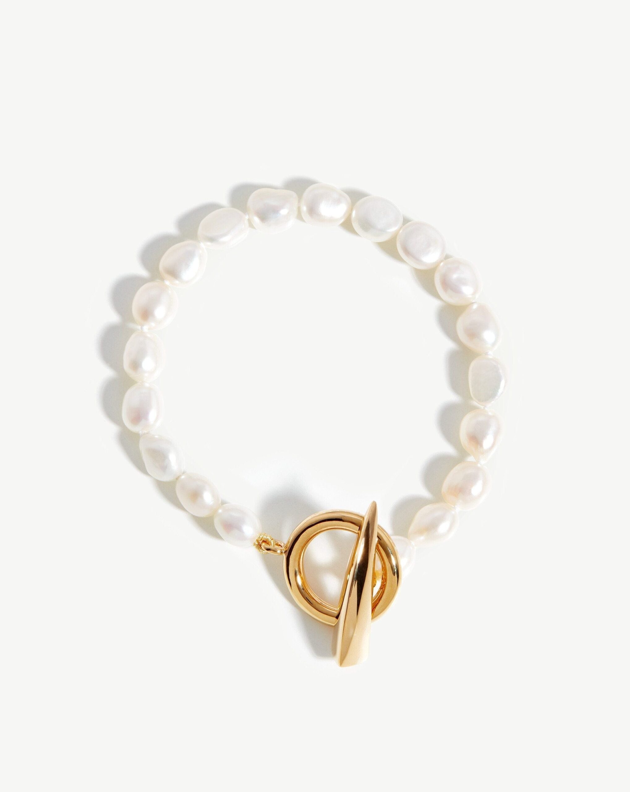 Baroque Pearl Claw T-Bar Bracelet | 18ct Gold Plated Vermeil/Pearl Bracelets Missoma 