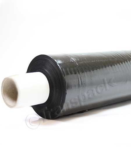 Schwarze, robuste Stretchfolie, 25 Mikrometer, 500 mm x 250 Meter, mit verlängertem Kern