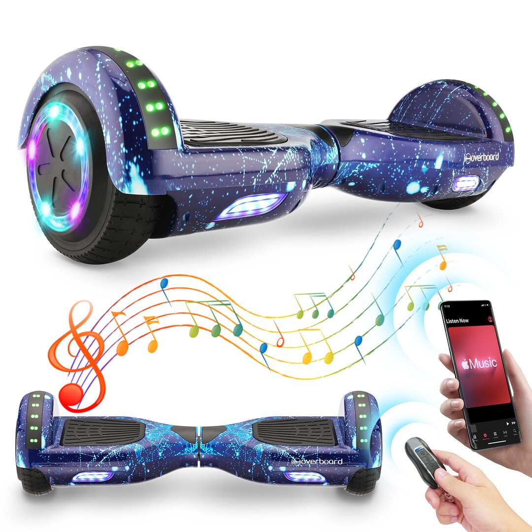 iHoverboard® H1 Nebulas Blue 6.5 Inch Max Speed 9 mph (15km/h) Hoverboard  with Bluetooth & LED Lights